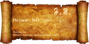 Heiman Mózes névjegykártya